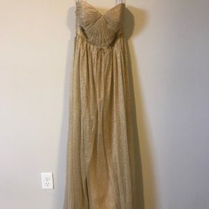 Jenny Yoo Annabelle Gold Metallic Dress